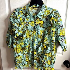 INC International Concepts Yellow and Green Floral Top